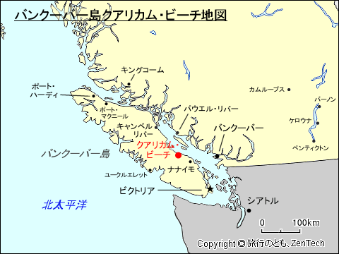 バンクーバー島クアリカム・ビーチ地図