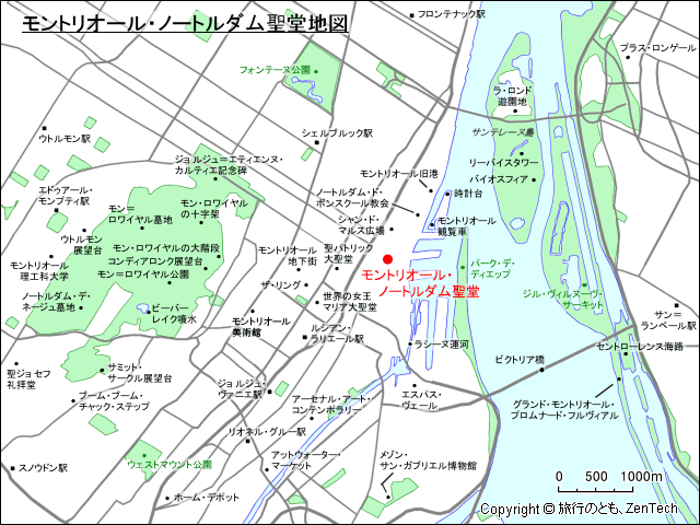 モントリオール・ノートルダム聖堂地図