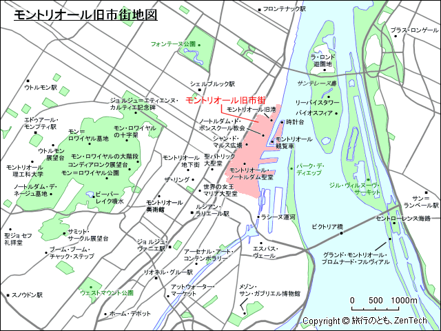 モントリオール旧市街地図