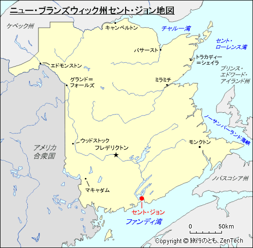 ニュー・ブランズウィック州セント・ジョン地図