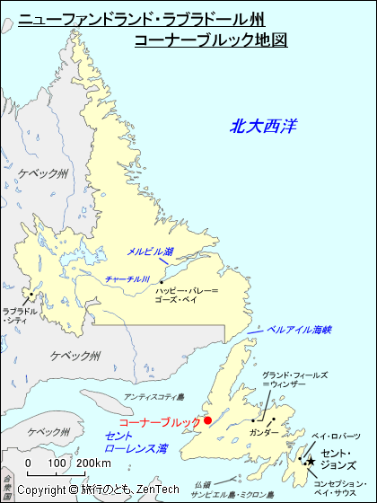 ニューファンドランド・ラブラドール州コーナーブルック地図