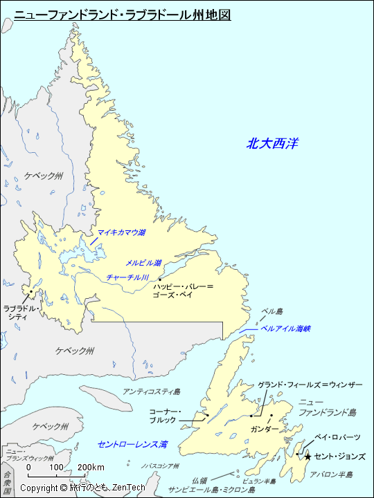 ニューファンドランド・ラブラドール州地図