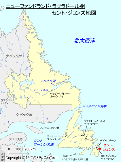 ニューファンドランド・ラブラドール州セント・ジョンズ地図