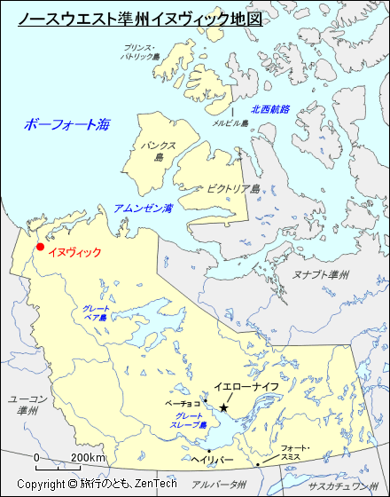 ノースウエスト準州イヌヴィック地図