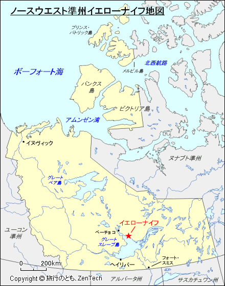 ノースウエスト準州イエローナイフ地図