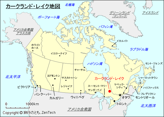 カークランド・レイク地図