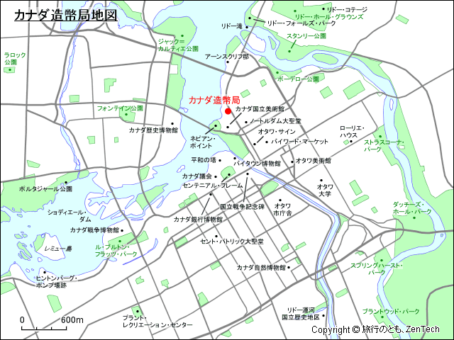 カナダ造幣局地図