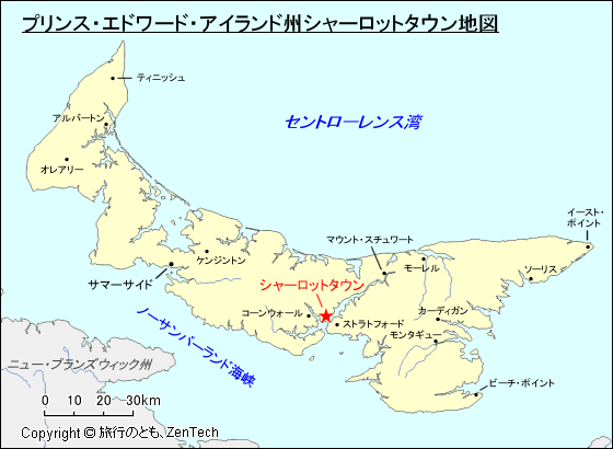 プリンス・エドワード・アイランド州シャーロットタウン地図