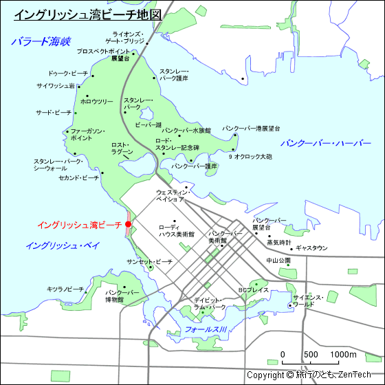 イングリッシュ湾ビーチ地図