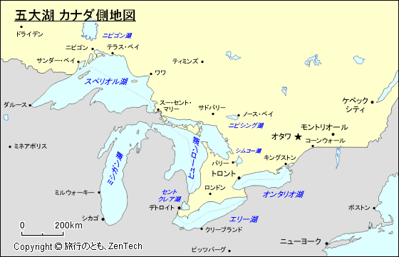 五大湖カナダ側地図