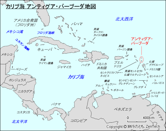 カリブ海 アンティグア・バーブーダ地図