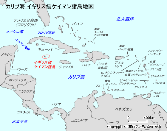 カリブ海 イギリス領ケイマン諸島地図