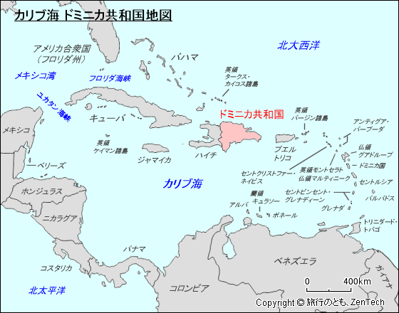 カリブ海 ドミニカ共和国地図