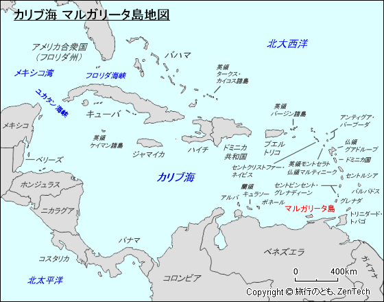 カリブ海 マルガリータ島地図