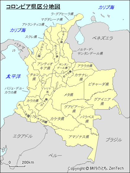 コロンビア県区分地図