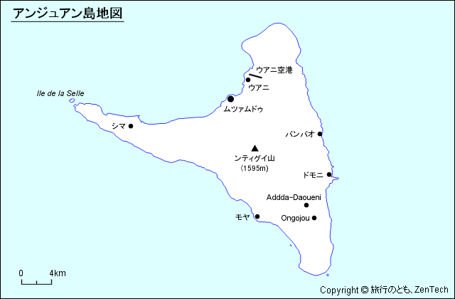 アンジュアン島地図