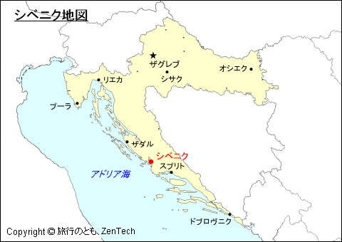 クロアチアにおけるシベニク地図