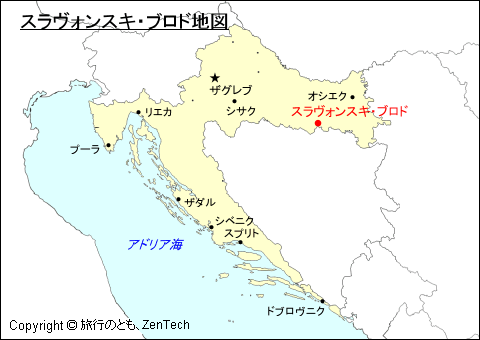 クロアチアにおけるスラヴォンスキ・ブロド地図