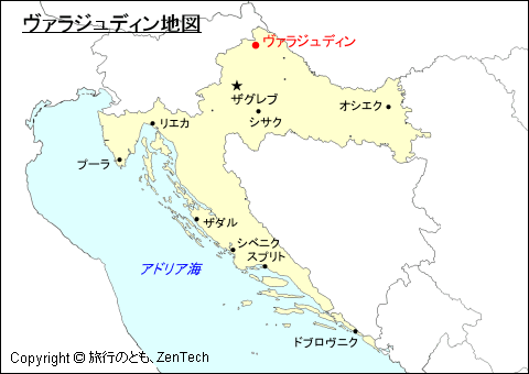 クロアチアにおけるヴァラジュディン地図