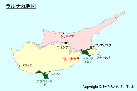 キプロスにおけるラルナカ地図