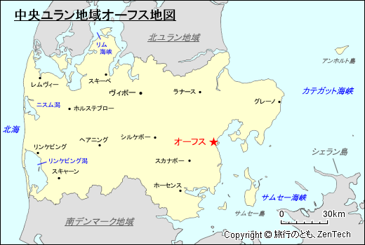 中央ユラン地域オーフス地図