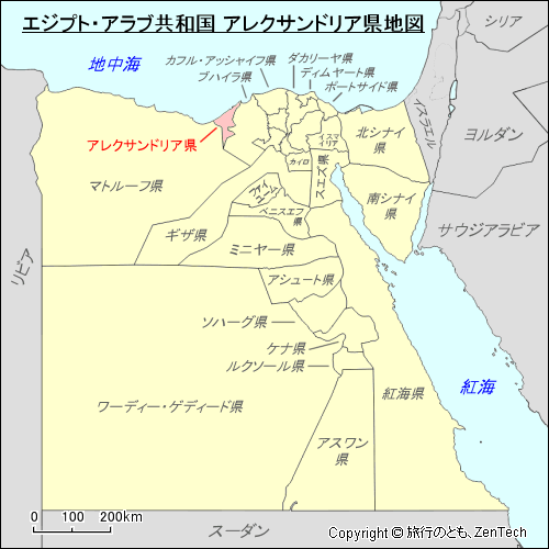 エジプト・アラブ共和国 アレクサンドリア県地図