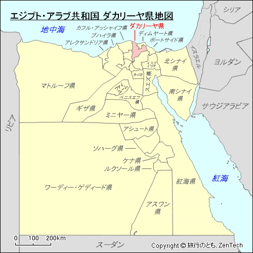 エジプト・アラブ共和国 ダカリーヤ県地図