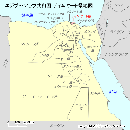 エジプト・アラブ共和国 ディムヤート県地図