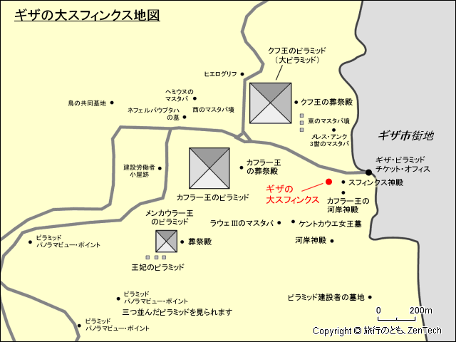 ギザの大スフィンクス地図