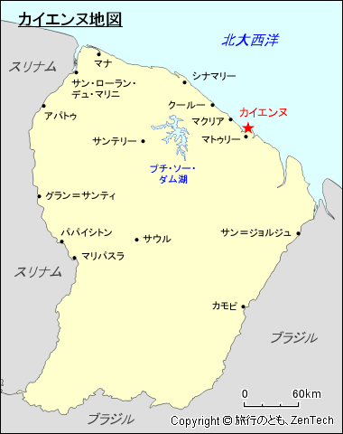 カイエンヌ地図