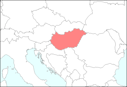中央ヨーロッパにおけるハンガリー地図