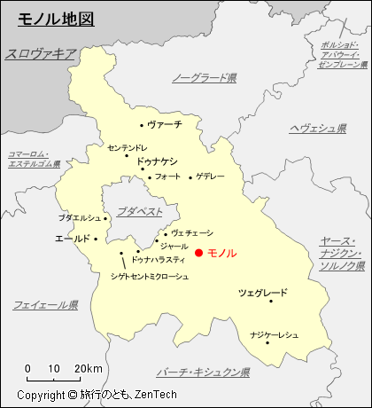 ペシュト県モノル地図