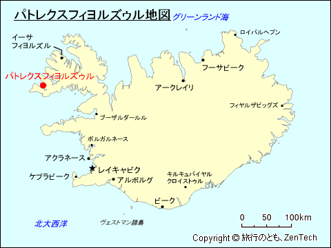 パトレクスフィヨルズゥル地図