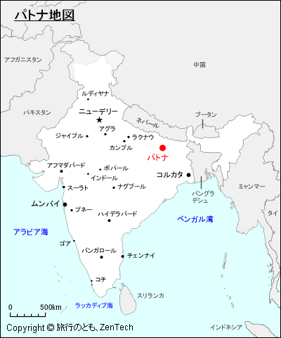 インドにおけるパトナ地図