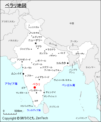 インドにおけるベラリ地図
