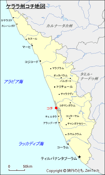 ケララ州コチ地図
