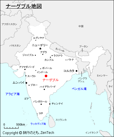 インドにおけるナーグプル地図