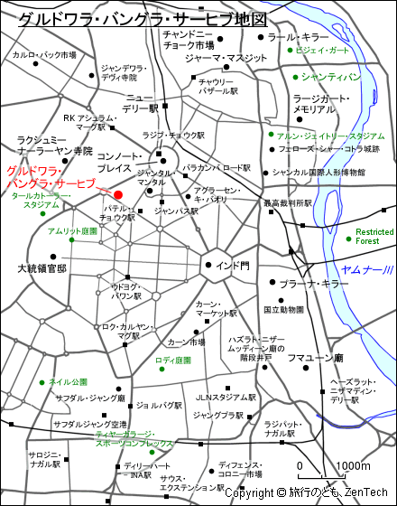 ニューデリー グルドワラ・バングラ・サーヒブ地図