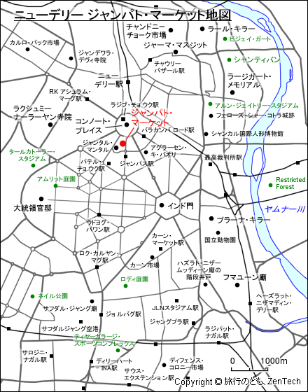 ニューデリー ジャンパト・マーケット地図