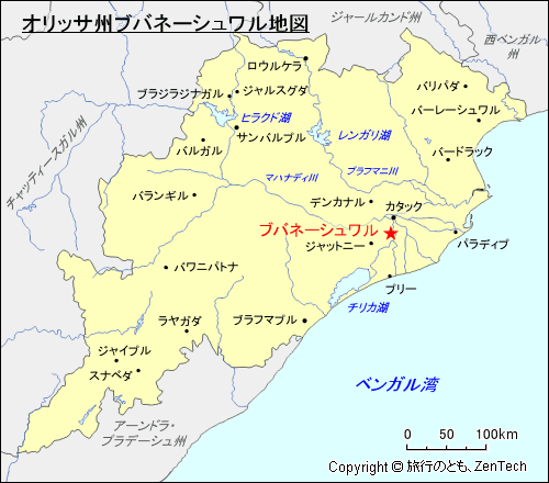 オリッサ州ブバネーシュワル地図