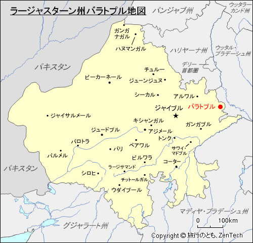 ラージャスターン州バラトプル地図