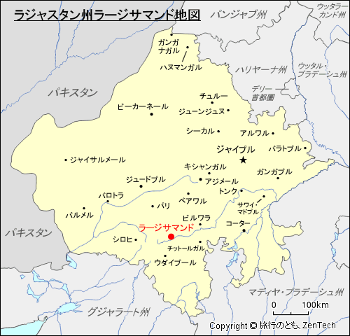 ラジャスタン州ラージサマンド地図