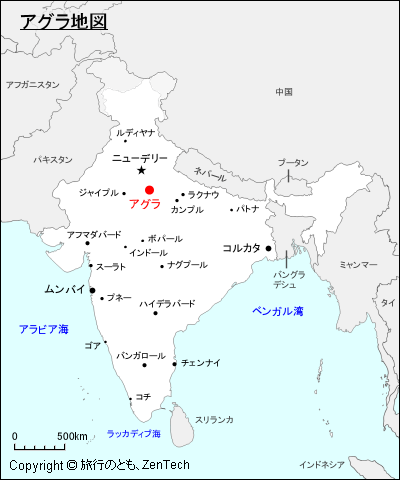 インドにおけるアグラ地図