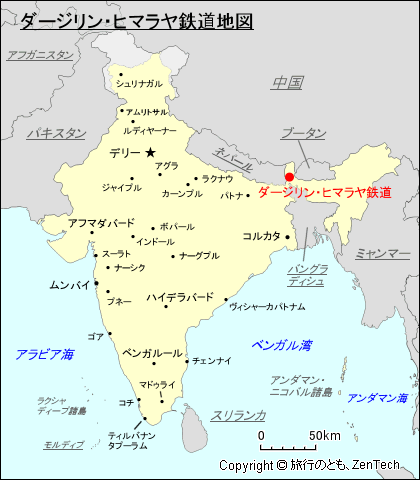 ダージリン・ヒマラヤ鉄道地図