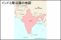 インドと周辺国の地図