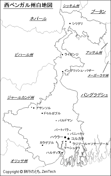 西ベンガル州地図