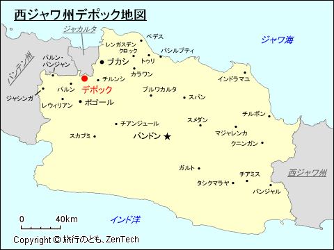 西ジャワ州デポック地図