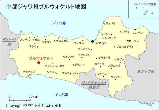 中部ジャワ州プルウォケルト地図