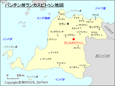 バンテン州ランカスビトゥン地図