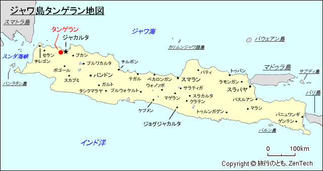 ジャワ島タンゲラン地図